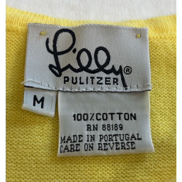Vintage Lilly Pulitzer Size M Sweater Tank Top Banana Yellow VTG Cotton Cottage - Picture 4 of 7